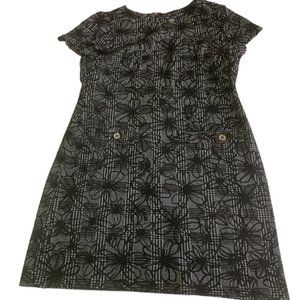 Tommy Hilfiger Black Vintage Floral Paisley Women Shift Dress Plus Short Sleeves